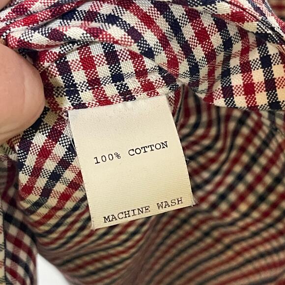 Brooks Brothers Black Fleece by Thom Browne Men red blue check button down Shirt - Picture 7 of 8